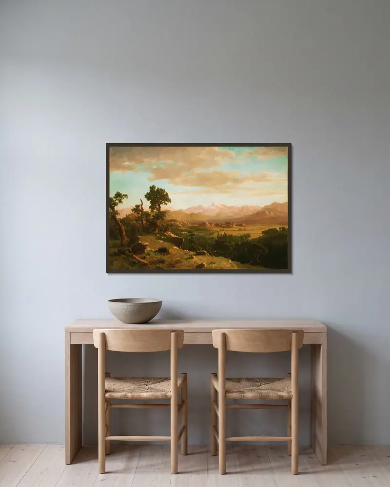 Wind River Country von Albert Bierstadt gerahmt an einer Wand