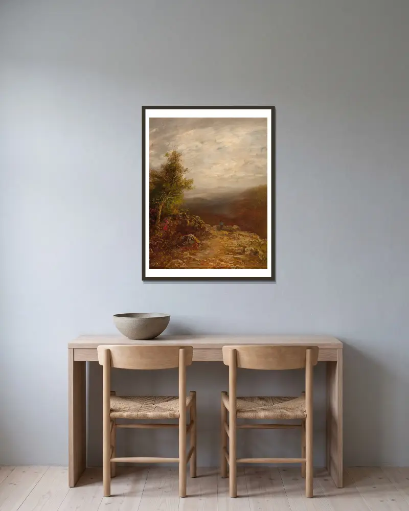 Über den Wolken von Ralph Albert Blakelock gerahmt an einer Wand