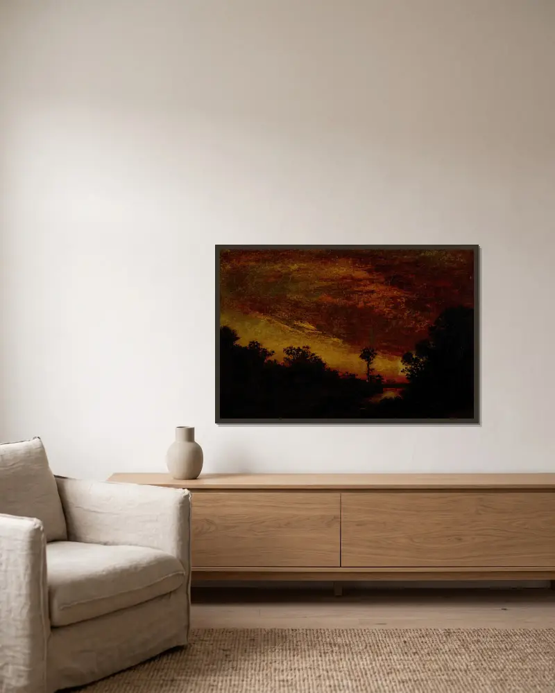 Nachglühen von Ralph Albert Blakelock gerahmt an einer Wand