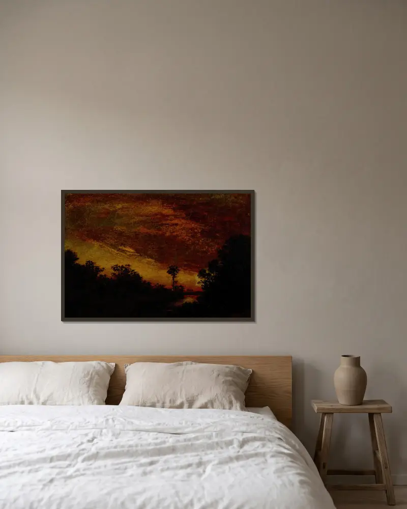 Nachglühen von Ralph Albert Blakelock gerahmt an einer Wand