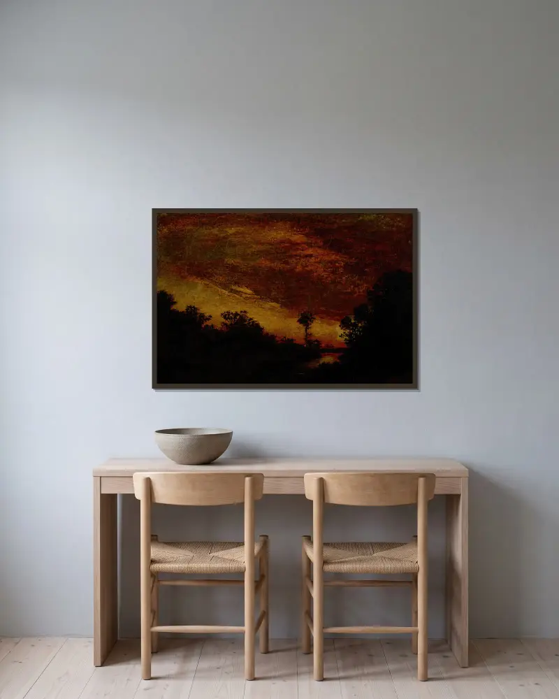 Nachglühen von Ralph Albert Blakelock gerahmt an einer Wand