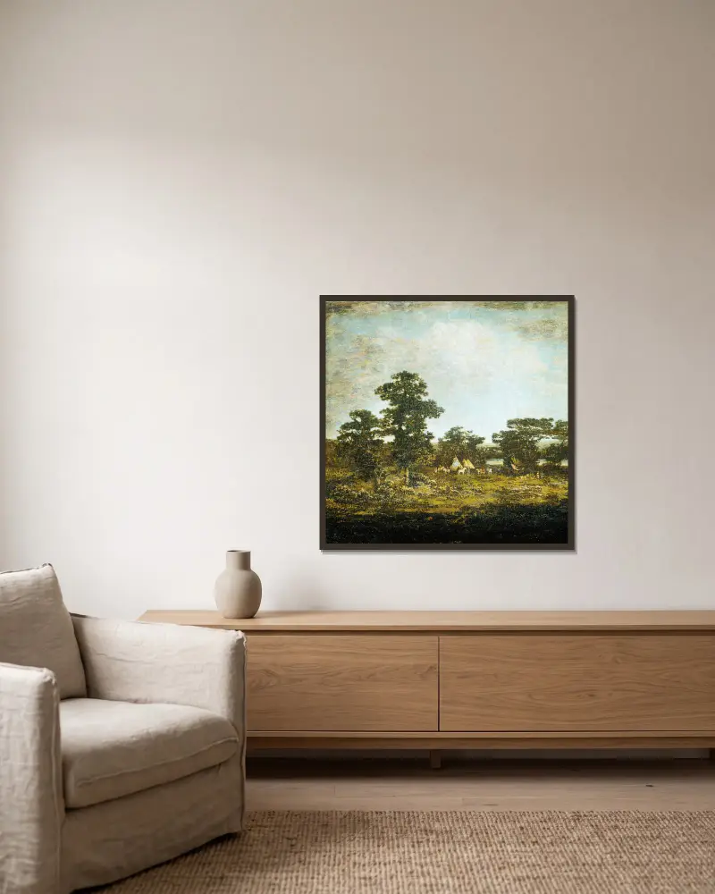 Ein Indianerlager von Ralph Albert Blakelock gerahmt an einer Wand