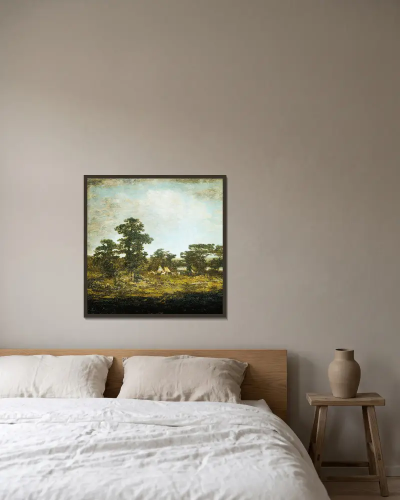 Ein Indianerlager von Ralph Albert Blakelock gerahmt an einer Wand