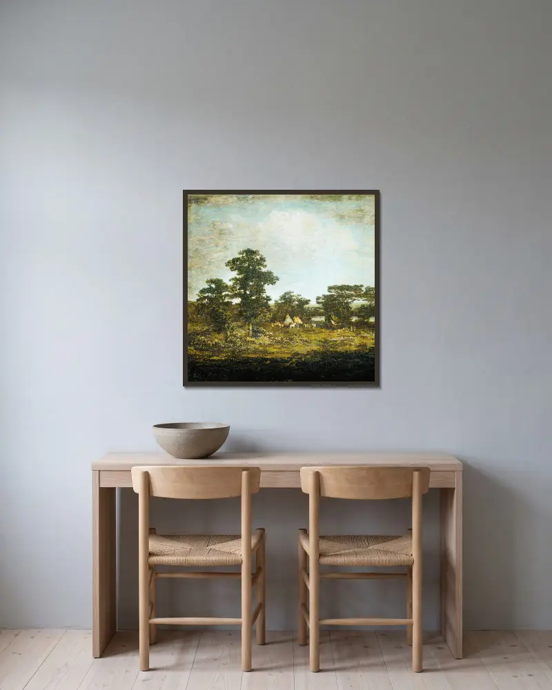 Ein Indianerlager von Ralph Albert Blakelock gerahmt an einer Wand