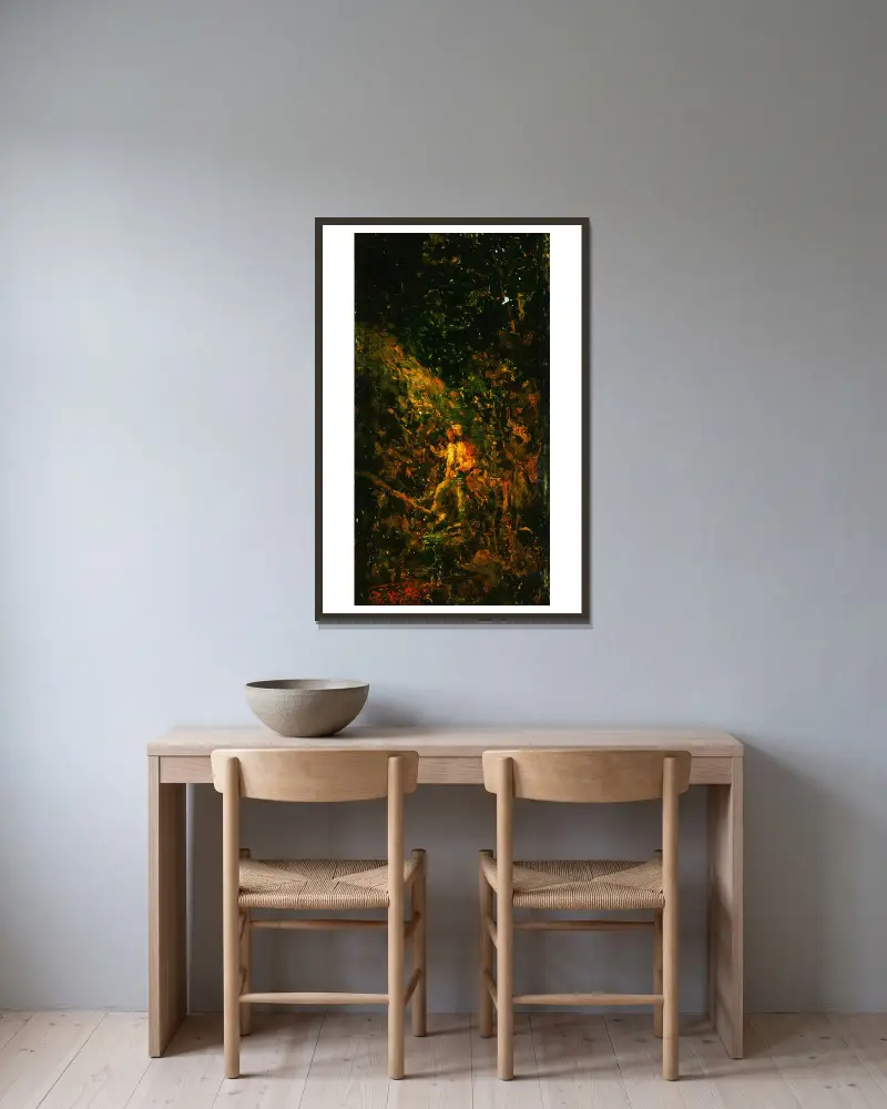 Figur in einer Landschaft von Ralph Albert Blakelock gerahmt an einer Wand