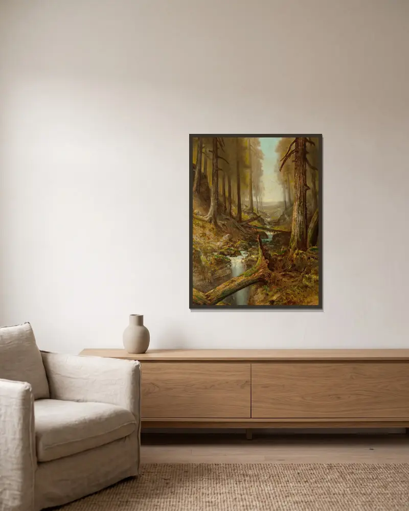 Lesní interiér, Ralph Albert Blakelock v rámu na stěně