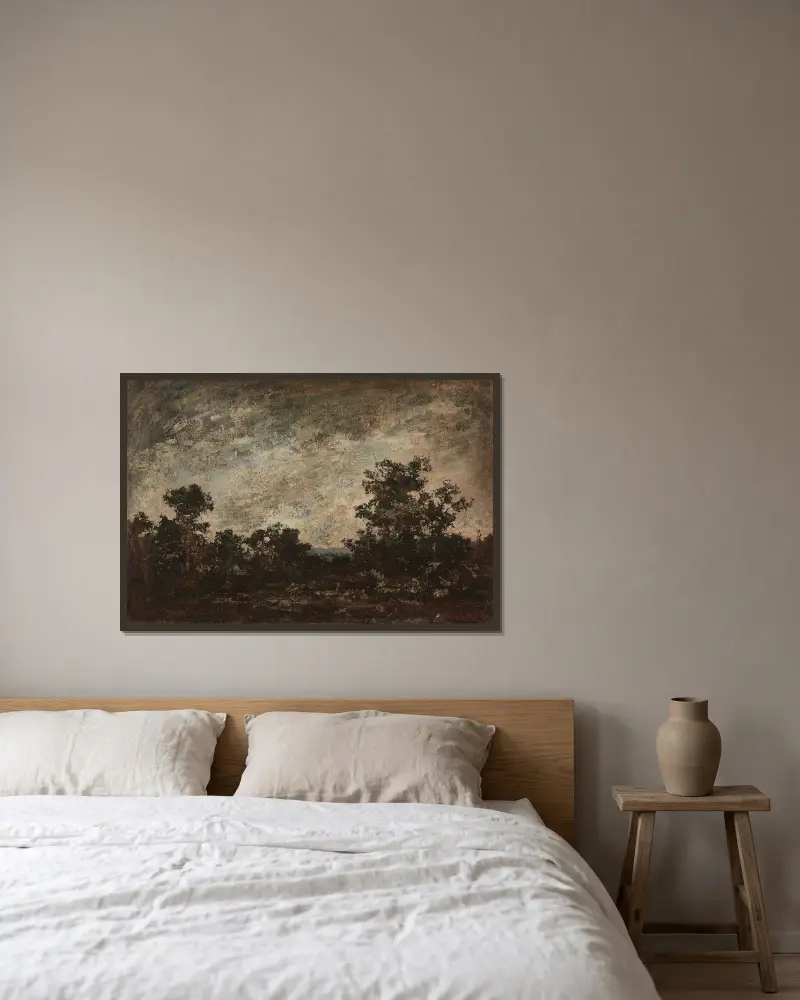 Indian Camp av Ralph Albert Blakelock inramad på en vägg