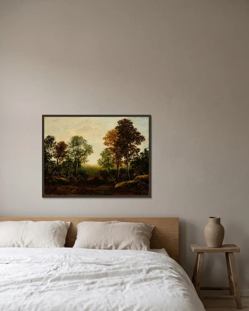 Krajobraz z drzewami, Ralph Albert Blakelock w ramie na ścianie