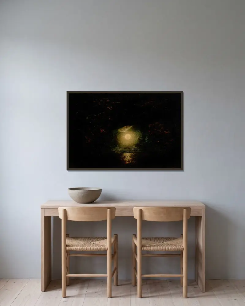 Mondlicht – Nr. 1 von Ralph Albert Blakelock gerahmt an einer Wand
