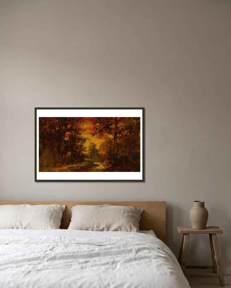 Teepee při západu slunce, Ralph Albert Blakelock v rámu na stěně