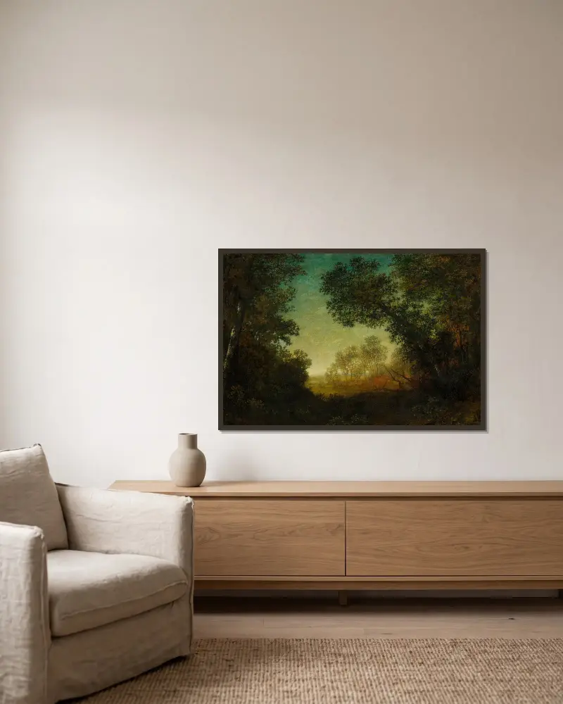 Die Aussicht von Ralph Albert Blakelock gerahmt an einer Wand