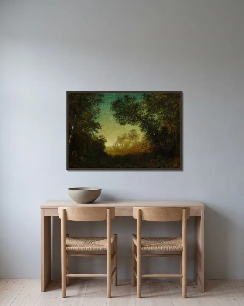 Die Aussicht von Ralph Albert Blakelock gerahmt an einer Wand