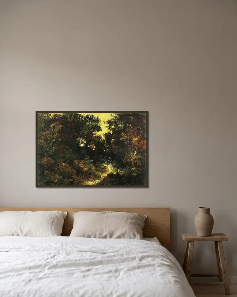 Waldbach von Ralph Albert Blakelock gerahmt an einer Wand