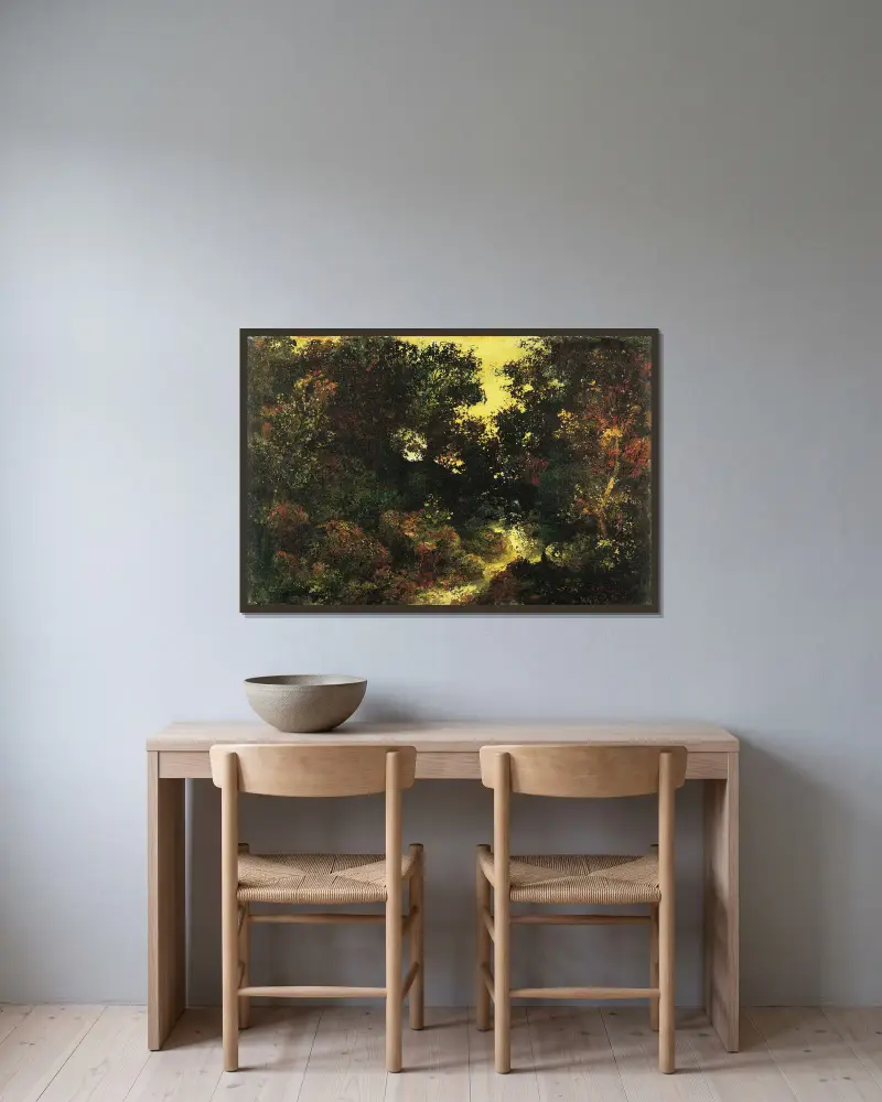 Waldbach von Ralph Albert Blakelock gerahmt an einer Wand