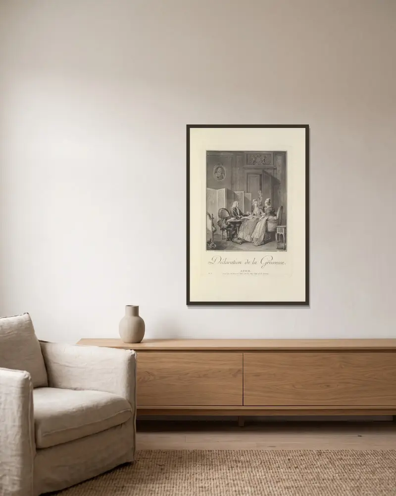 Die Schwangerschaftserklärung von Albert Christophle gerahmt an einer Wand