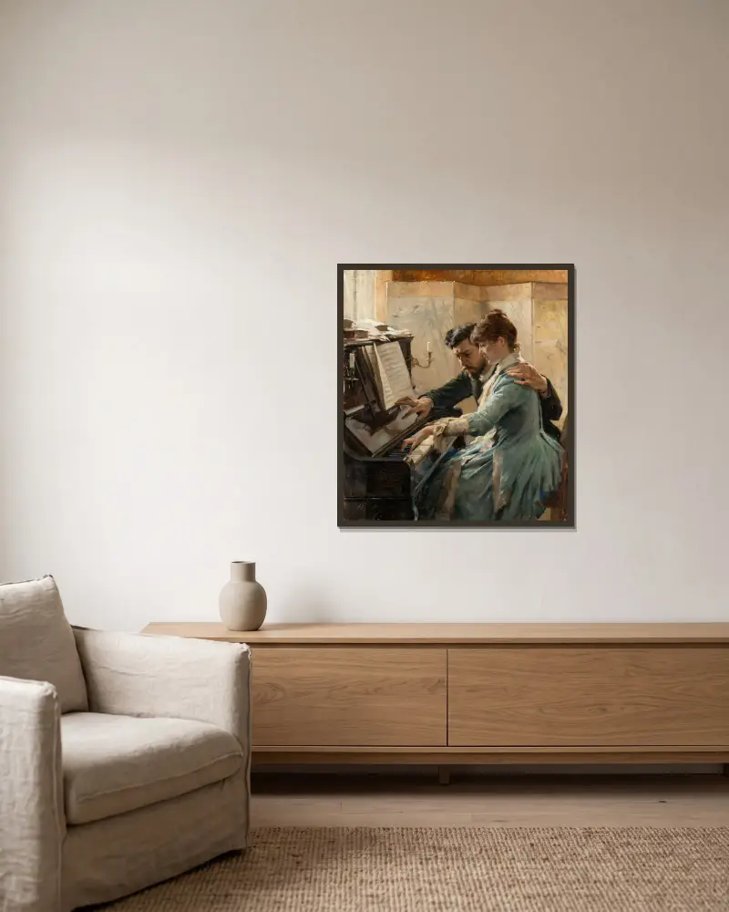 At the Piano, Albert Edelfelt w ramie na ścianie