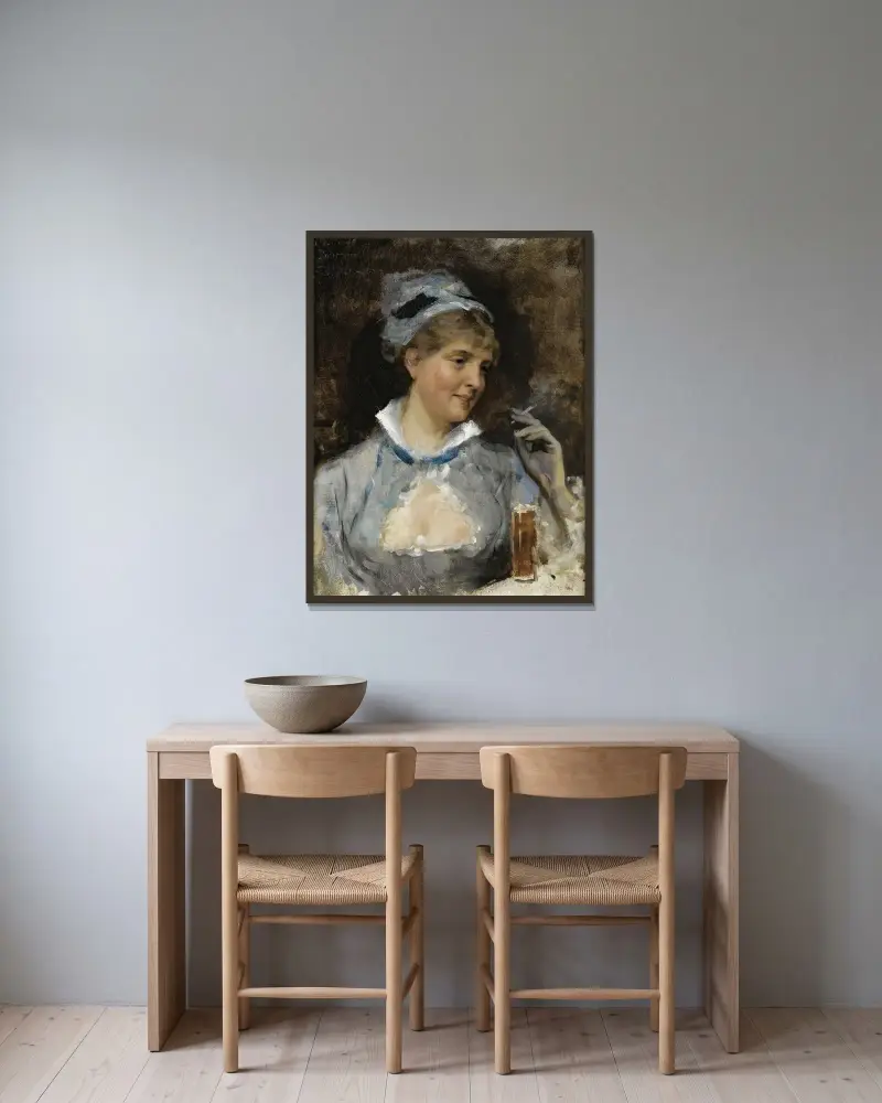 Au Bar, Albert Edelfelt w ramie na ścianie