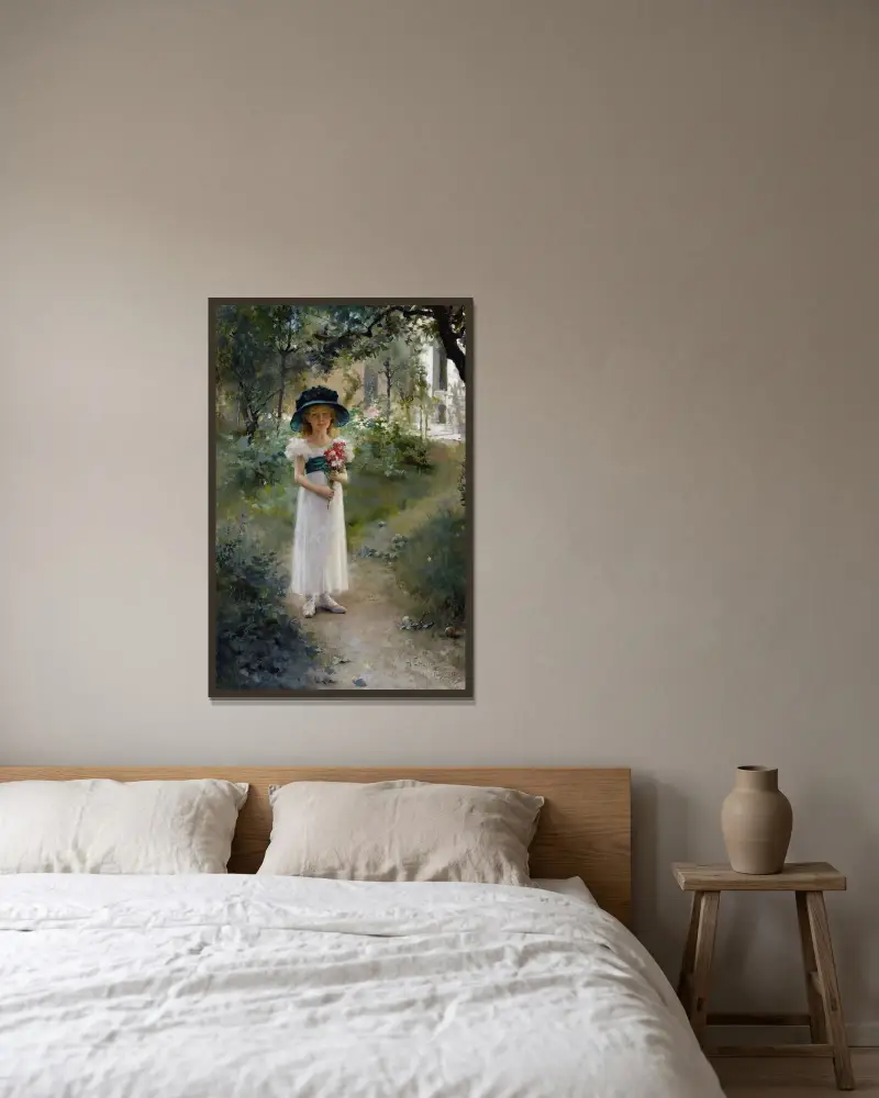 Au Jardin, Albert Edelfelt w ramie na ścianie