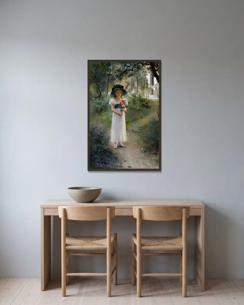Au Jardin, Albert Edelfelt w ramie na ścianie