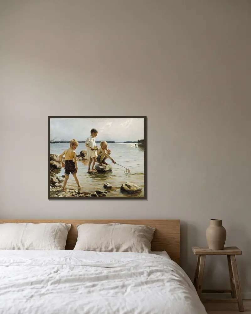 Boys Playing On The Shore (Children Playing On The Shore), Albert Edelfelt w ramie na ścianie