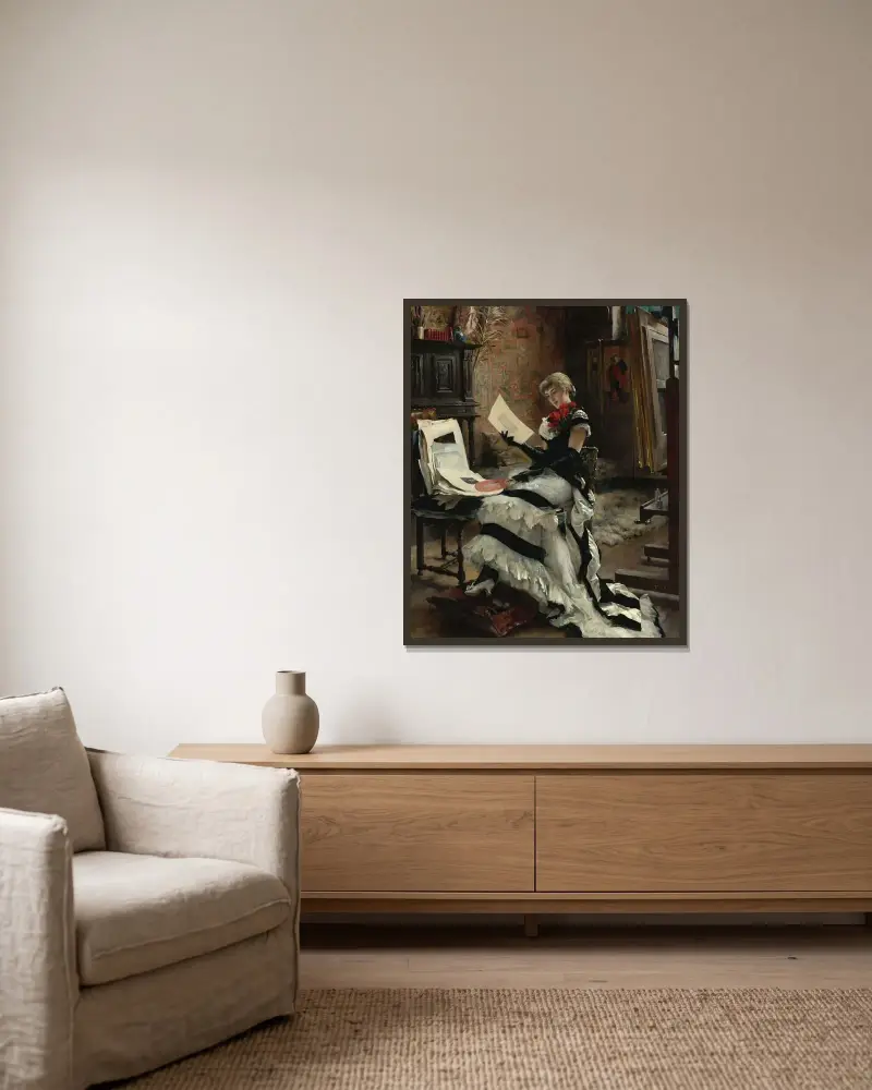 Chez L’artiste (Les Gravures), Albert Edelfelt w ramie na ścianie