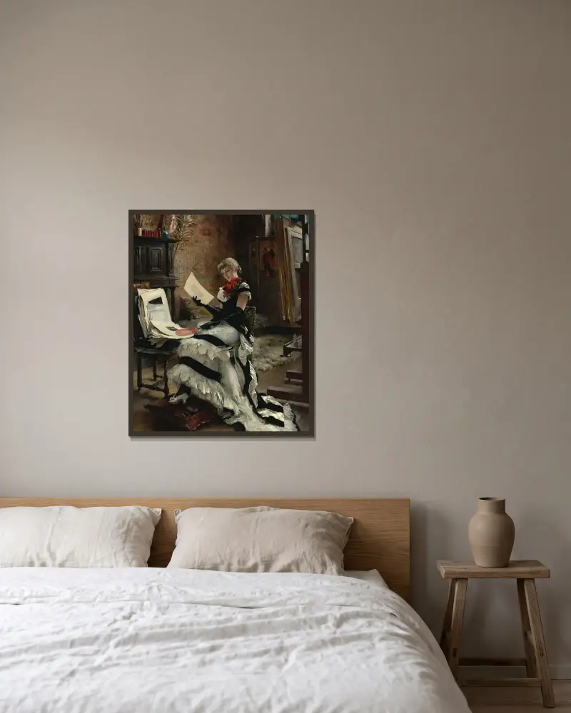 Chez L’artiste (Les Gravures), Albert Edelfelt w ramie na ścianie