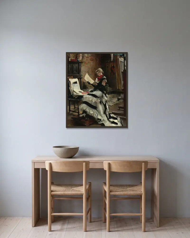 Chez L’artiste (Les Gravures), Albert Edelfelt w ramie na ścianie