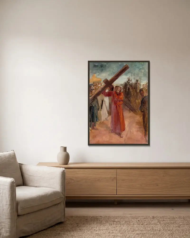 Christ Bears The Cross, Albert Edelfelt w ramie na ścianie