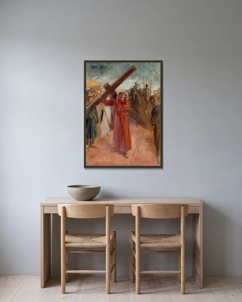 Christ Bears The Cross, Albert Edelfelt w ramie na ścianie