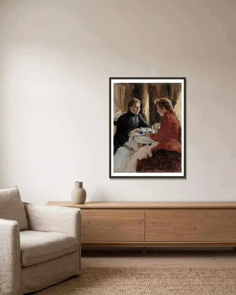 Dopolední káva, Albert Edelfelt v rámu na stěně