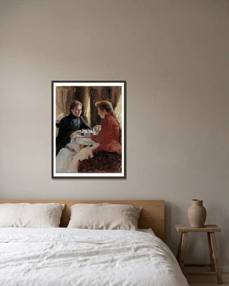 Dopolední káva, Albert Edelfelt v rámu na stěně