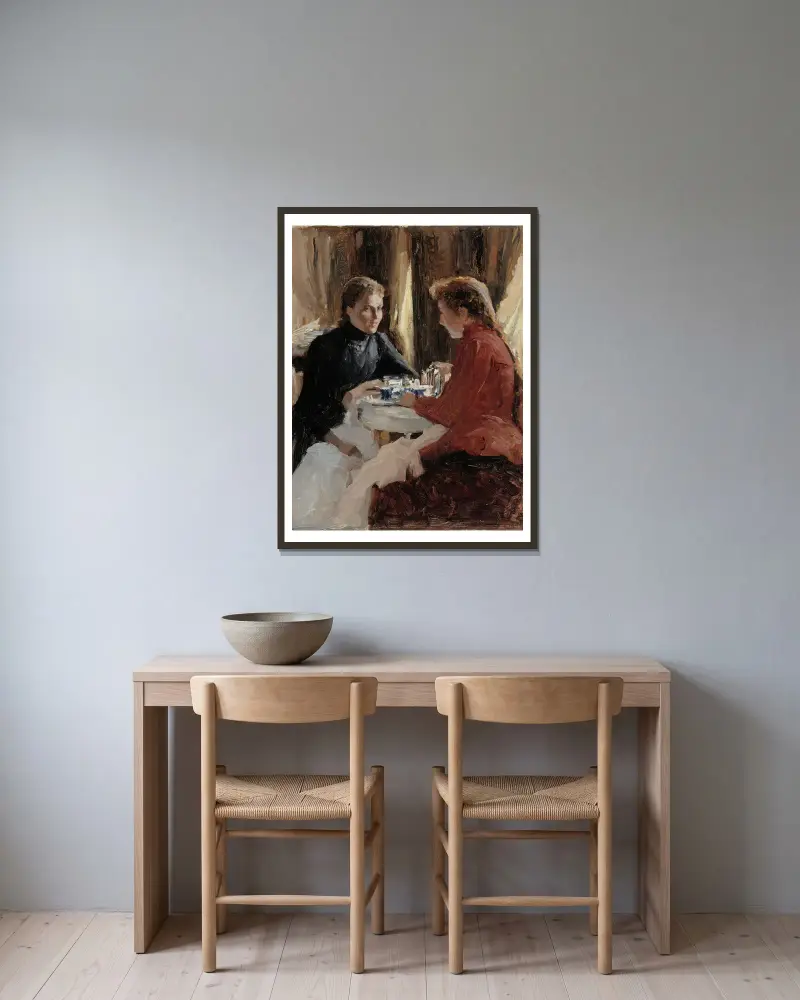 Dopolední káva, Albert Edelfelt v rámu na stěně