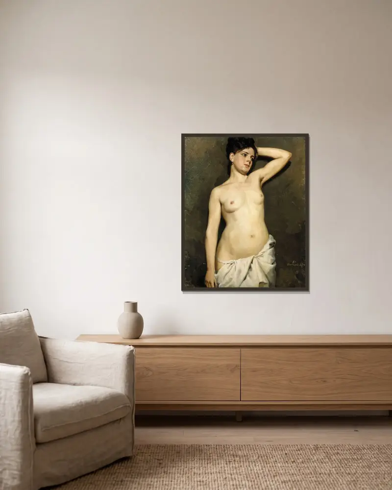 Female Nude, Study, Albert Edelfelt w ramie na ścianie