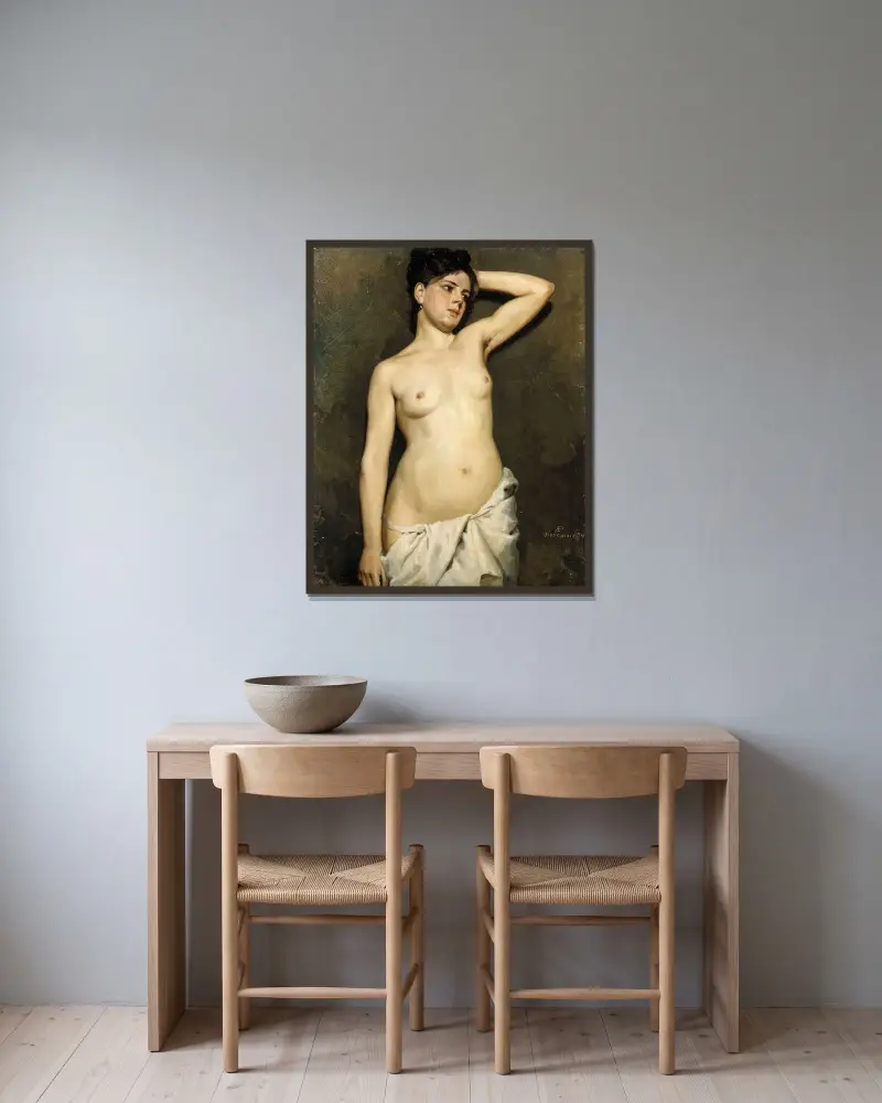 Female Nude, Study, Albert Edelfelt w ramie na ścianie