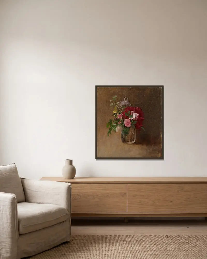 Flowers in a Glass, Albert Edelfelt w ramie na ścianie