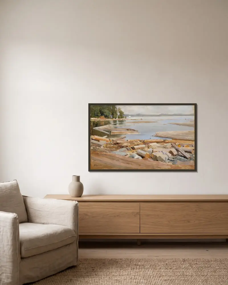 Log Raft, Albert Edelfelt w ramie na ścianie