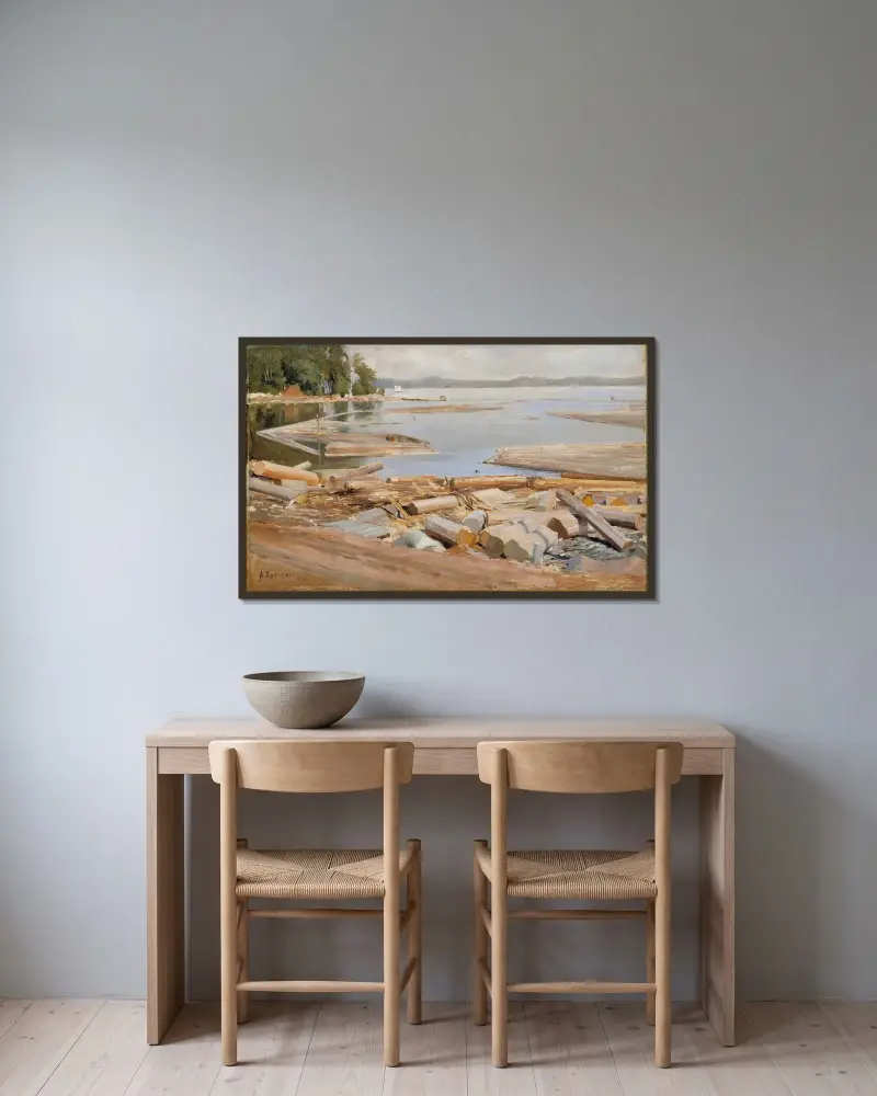 Log Raft, Albert Edelfelt w ramie na ścianie