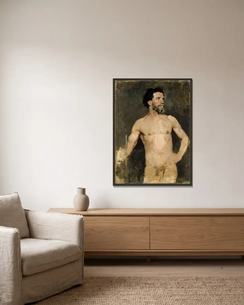 Male Model, Study, Albert Edelfelt w ramie na ścianie