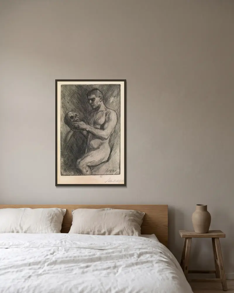 Naked man and skull, Albert Edelfelt w ramie na ścianie