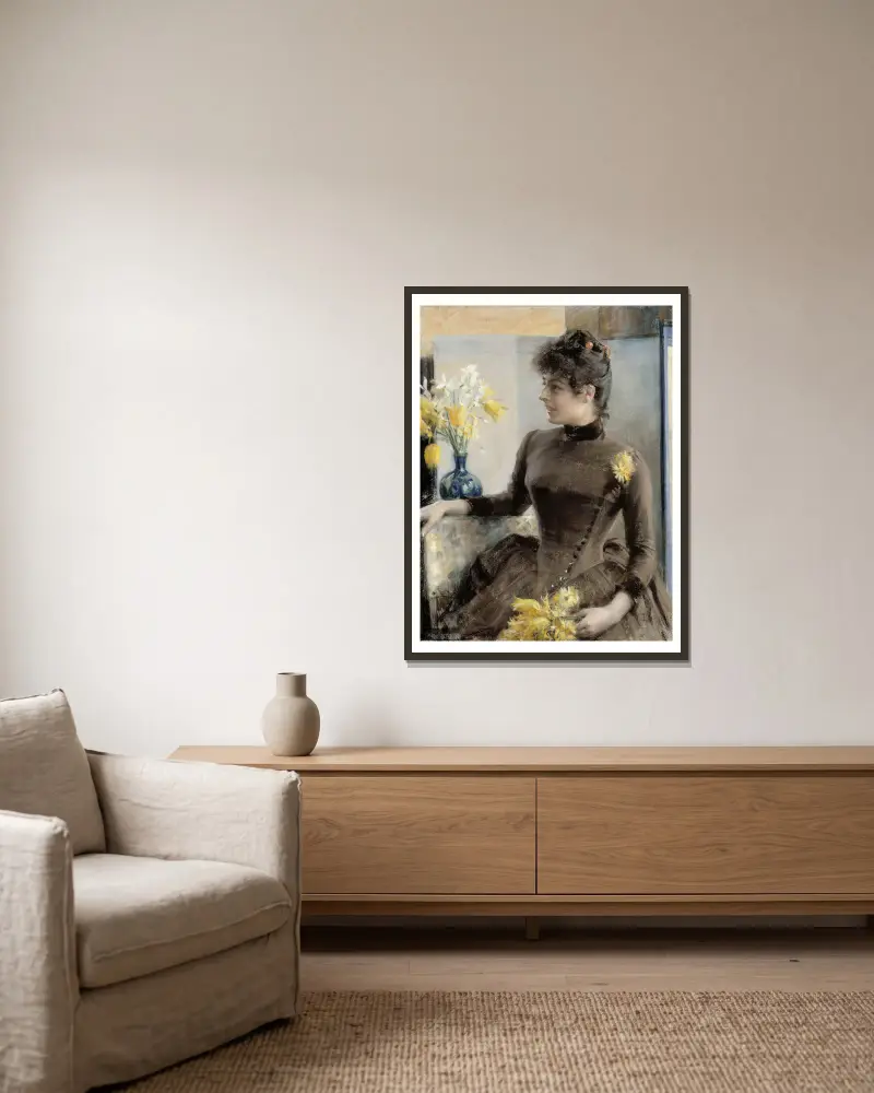 Parisienne av Albert Edelfelt inramad på en vägg