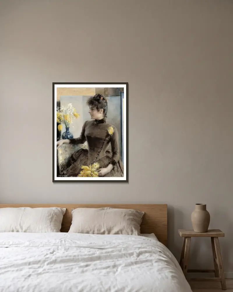 Parisienne av Albert Edelfelt inramad på en vägg