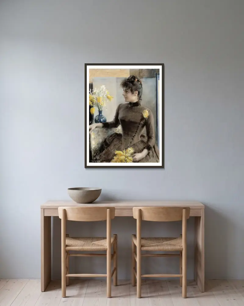 Parisienne av Albert Edelfelt inramad på en vägg