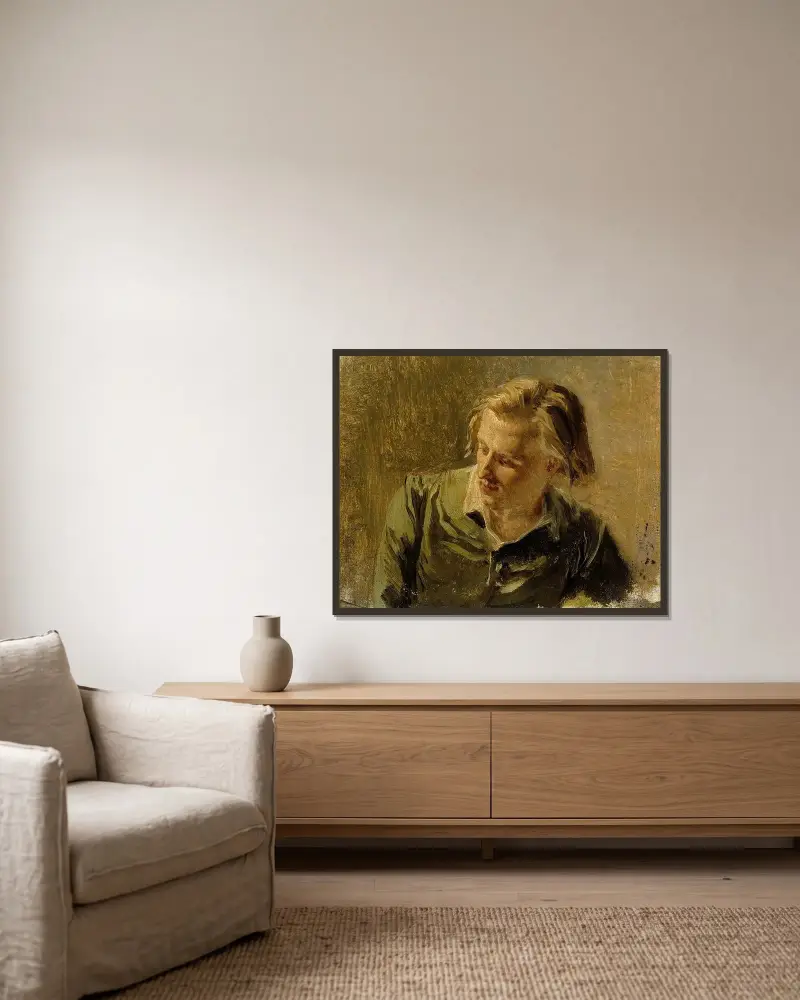 Portrait Of A Young Man, Albert Edelfelt v rámu na stěně