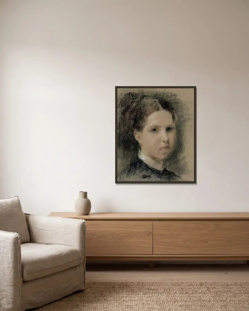 Portrait of Annie Edelfelt, Albert Edelfelt v rámu na stěně