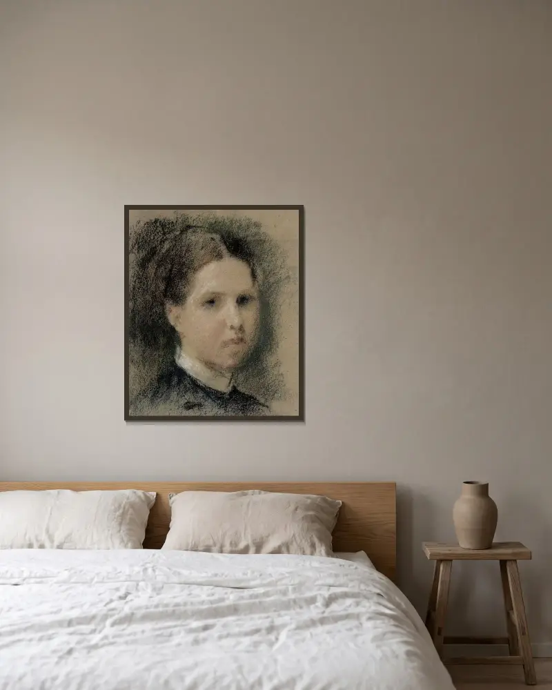 Portrait of Annie Edelfelt, Albert Edelfelt v rámu na stěně