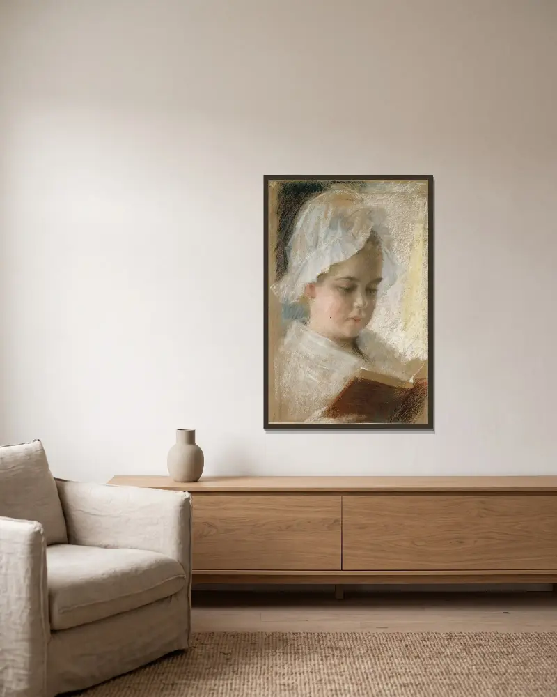 Portrait of Berta Edelfelt, study, Albert Edelfelt v rámu na stěně