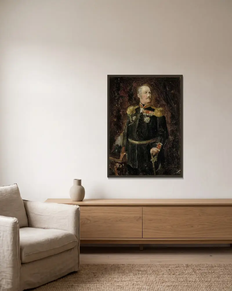 Portrait Of General Adjutant, Count Adolf Aminoff, Sketch, Albert Edelfelt v rámu na stěně