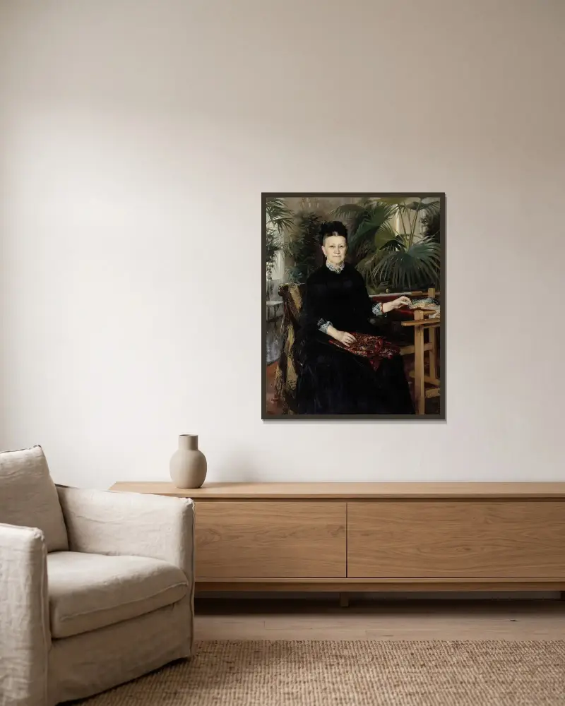 Portrait Of Mrs. Anna Sinebrychoff, Albert Edelfelt v rámu na stěně