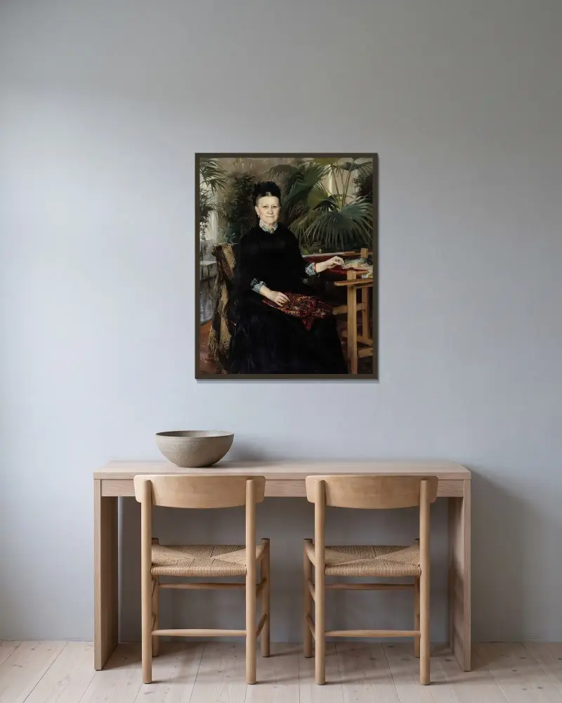 Portrait Of Mrs. Anna Sinebrychoff, Albert Edelfelt v rámu na stěně