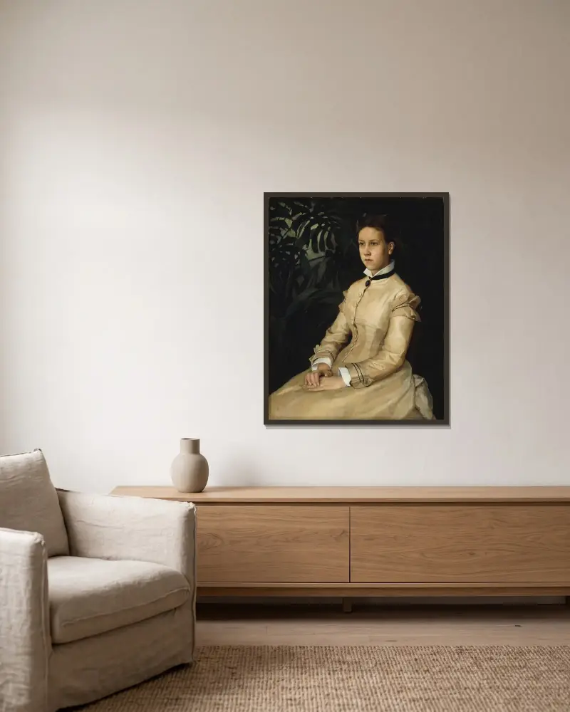 Portrait Of The Artist’s Sister Ellen Edelfelt, Albert Edelfelt v rámu na stěně